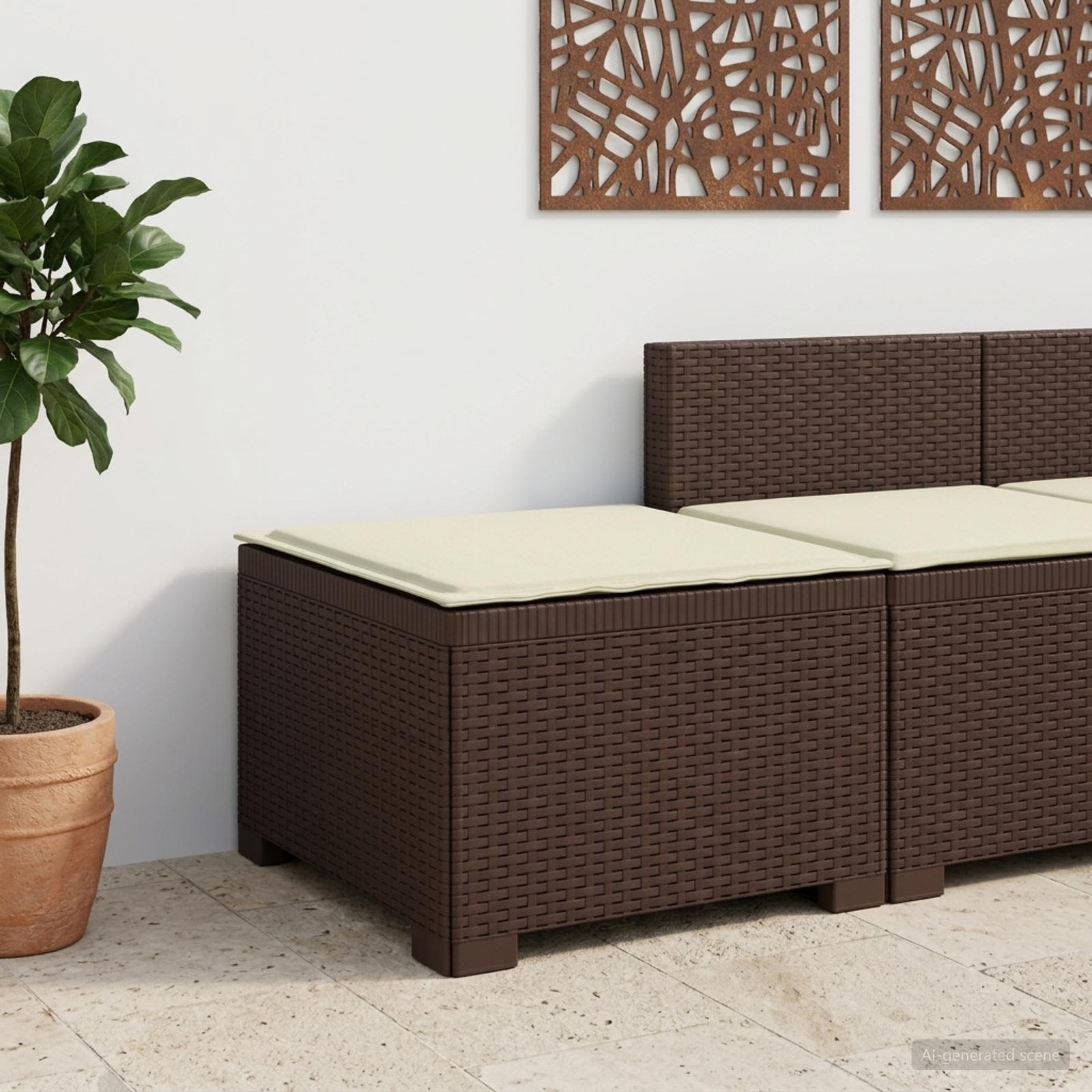 1-Sitzer Garten-Sofa mit Kissen Rattan-Look PP Braun