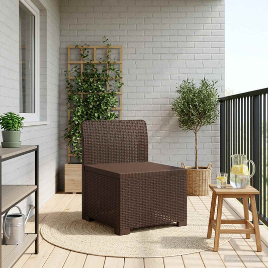 1-Sitzer Garten-Sofa Rattan-Look PP Braun