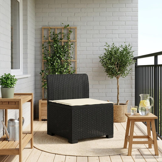 1-Sitzer Garten-Sofa mit Kissen Rattan-Look PP Anthrazit