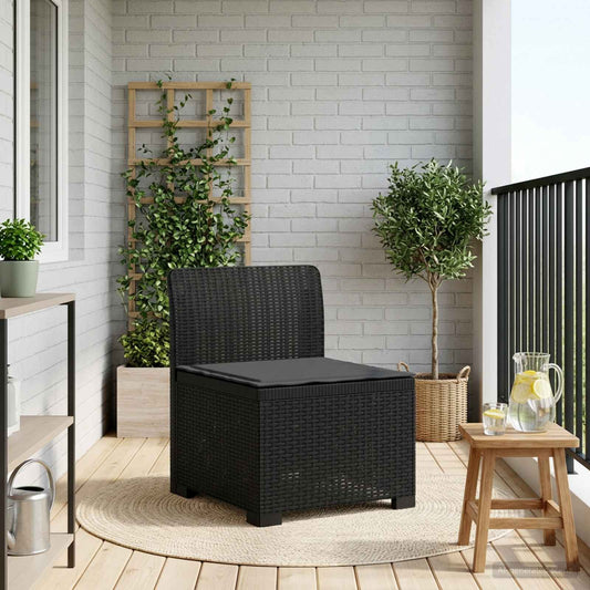 1-Sitzer Garten-Sofa mit Kissen Rattan-Look PP Anthrazit
