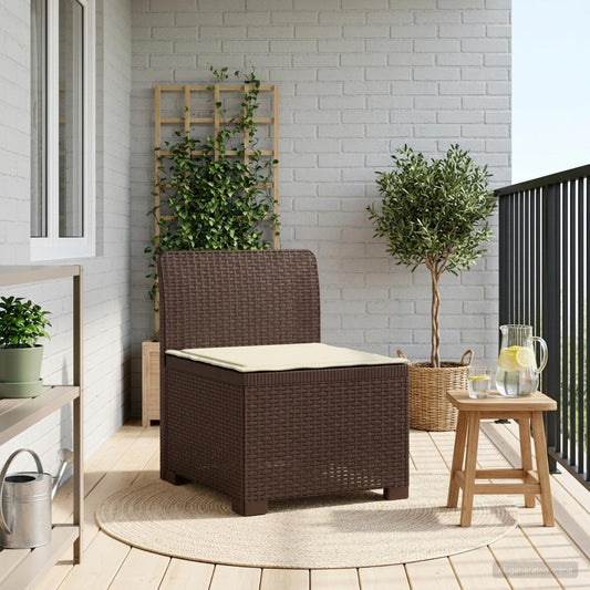 1-Sitzer Garten-Sofa mit Kissen Rattan-Look PP Braun