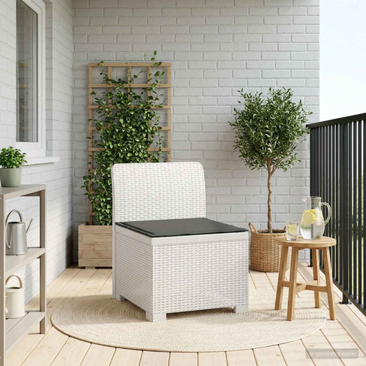 1-Sitzer Garten-Sofa mit Kissen Rattan-Look PP Weiß