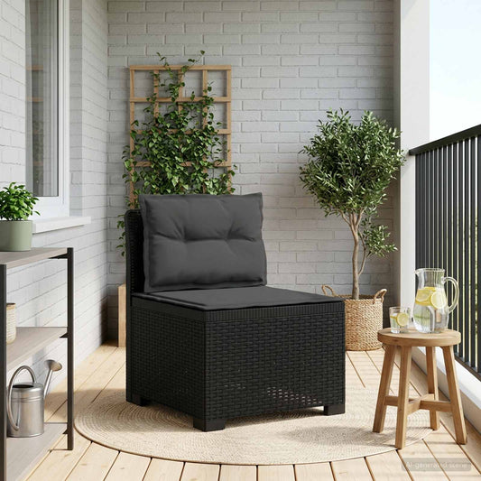 1-Sitzer Garten-Sofa mit Kissen Rattan-Look PP Anthrazit