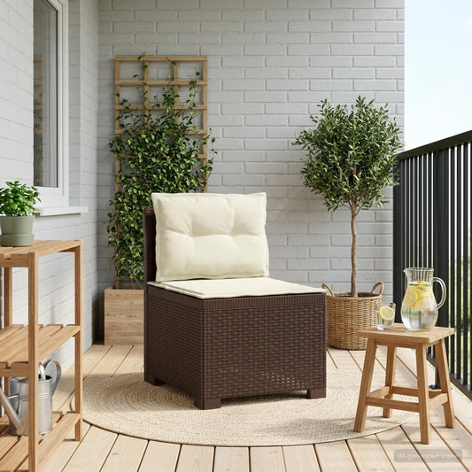 1-Sitzer Garten-Sofa mit Kissen Rattan-Look PP Braun
