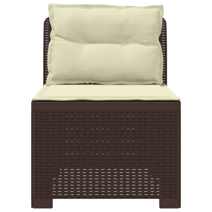 1-Sitzer Garten-Sofa mit Kissen Rattan-Look PP Braun