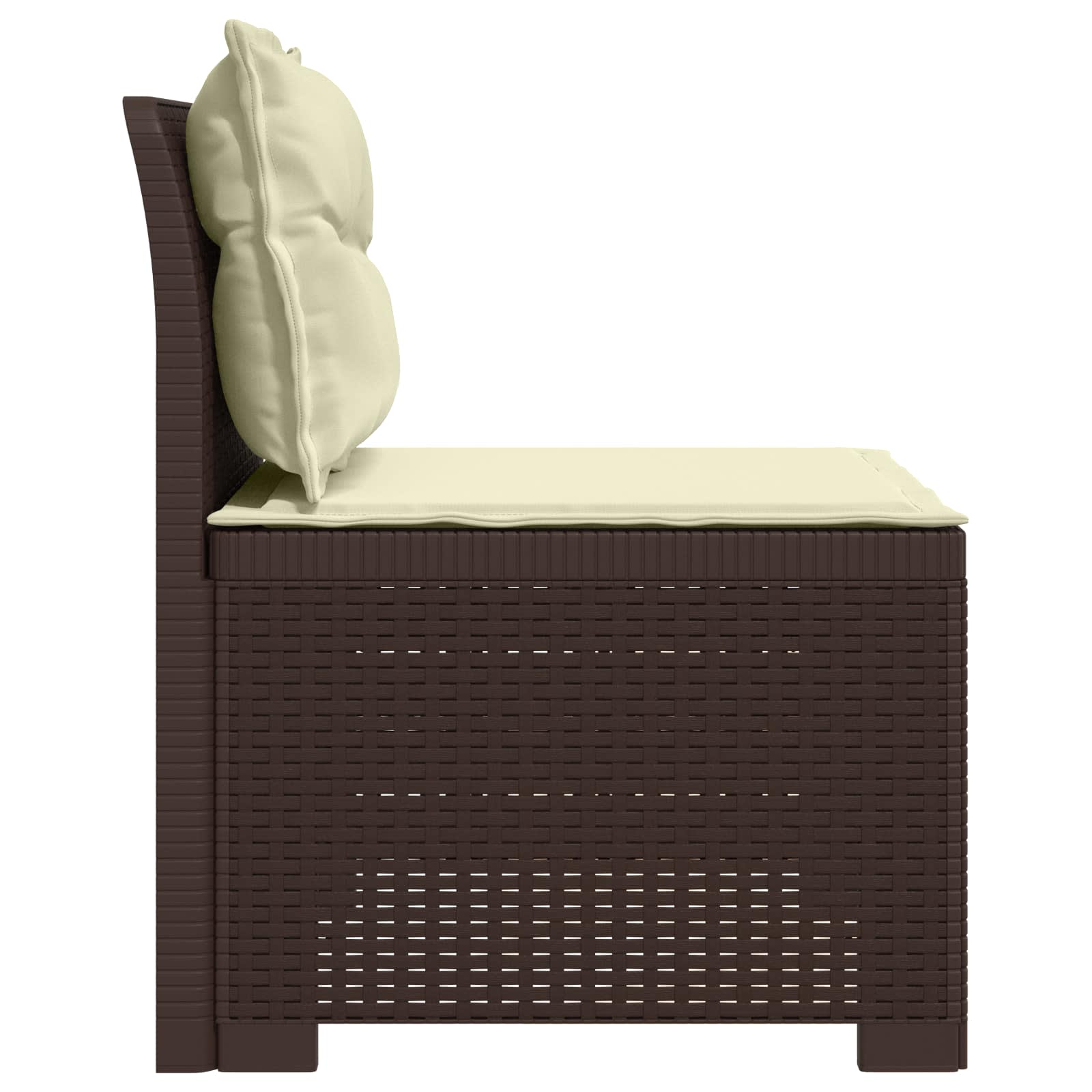 1-Sitzer Garten-Sofa mit Kissen Rattan-Look PP Braun
