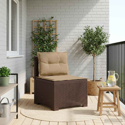 1-Sitzer Garten-Sofa mit Kissen Rattan-Look PP Braun
