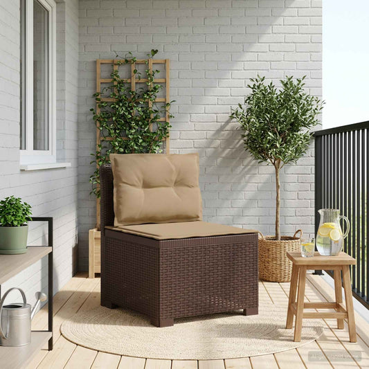 1-Sitzer Garten-Sofa mit Kissen Rattan-Look PP Braun