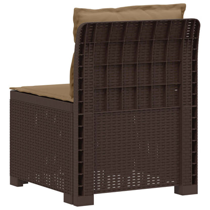 1-Sitzer Garten-Sofa mit Kissen Rattan-Look PP Braun