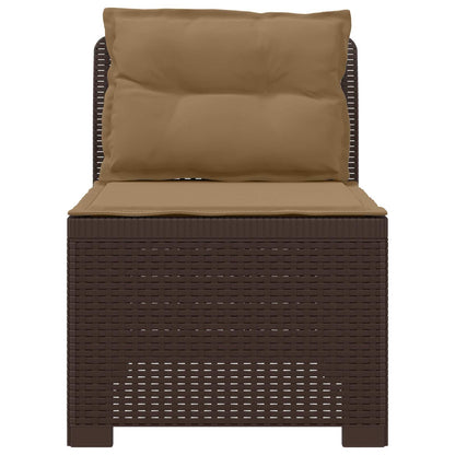 1-Sitzer Garten-Sofa mit Kissen Rattan-Look PP Braun