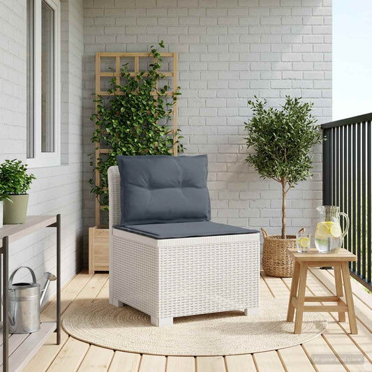 1-Sitzer Garten-Sofa mit Kissen Rattan-Look PP Weiß