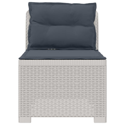 1-Sitzer Garten-Sofa mit Kissen Rattan-Look PP Weiß