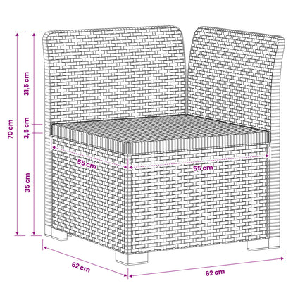 1-Sitzer Garten-Sofa Rattan-Look PP Braun