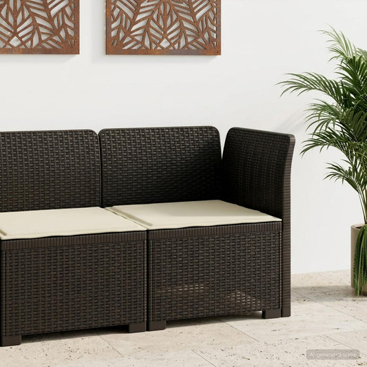 1-Sitzer Garten-Sofa mit Kissen Rattan-Look PP Anthrazit