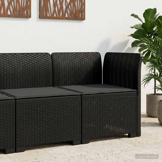 1-Sitzer Garten-Sofa mit Kissen Rattan-Look PP Anthrazit