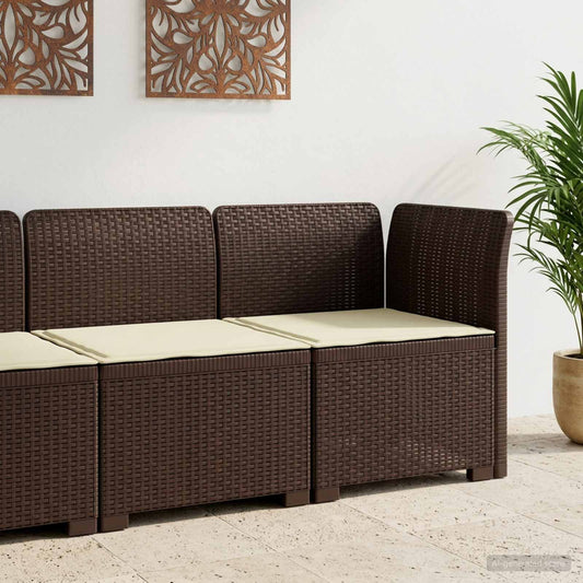 1-Sitzer Garten-Sofa mit Kissen Rattan-Look PP Braun