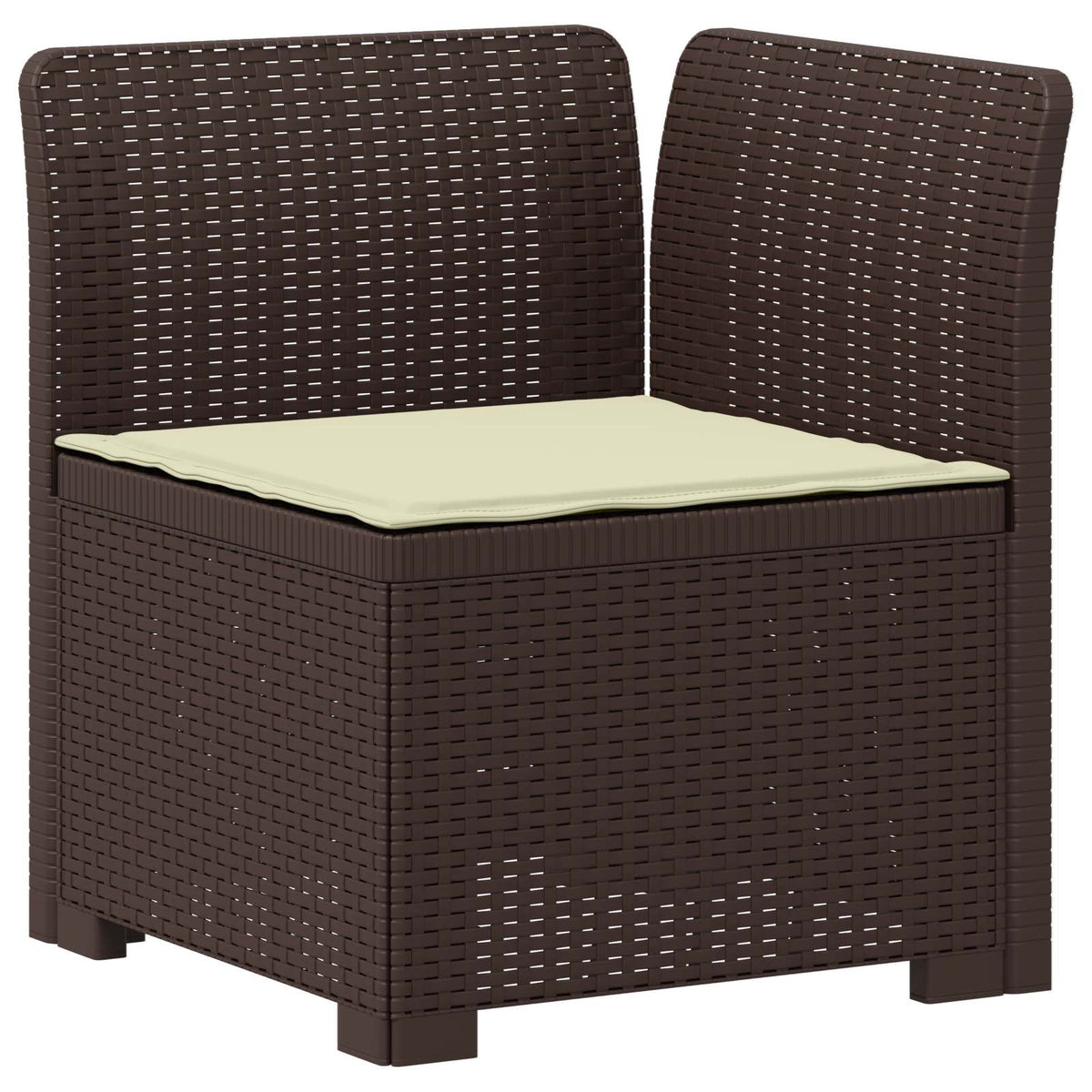 1-Sitzer Garten-Sofa mit Kissen Rattan-Look PP Braun