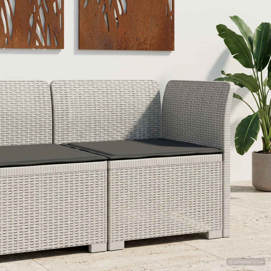1-Sitzer Garten-Sofa mit Kissen Rattan-Look PP Weiß
