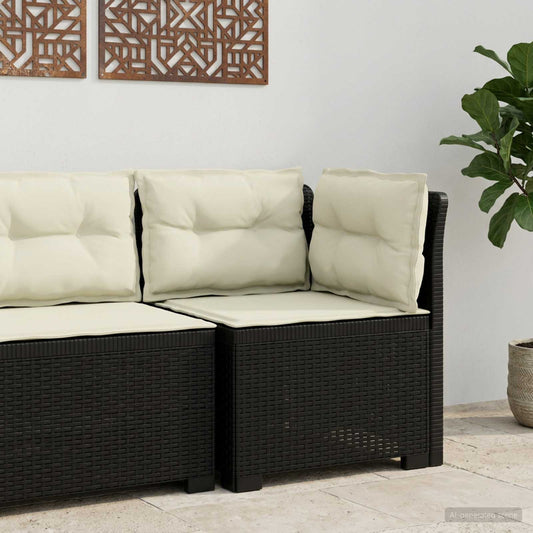 1-Sitzer Garten-Sofa mit Kissen Rattan-Look PP Anthrazit
