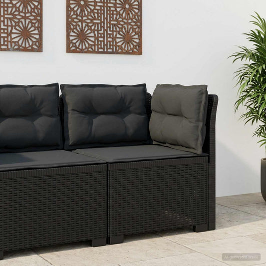 1-Sitzer Garten-Sofa mit Kissen Rattan-Look PP Anthrazit