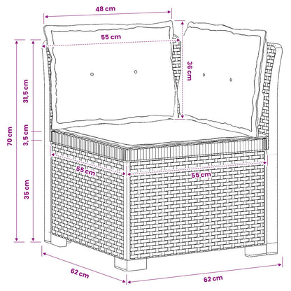 1-Sitzer Garten-Sofa mit Kissen Rattan-Look PP Anthrazit