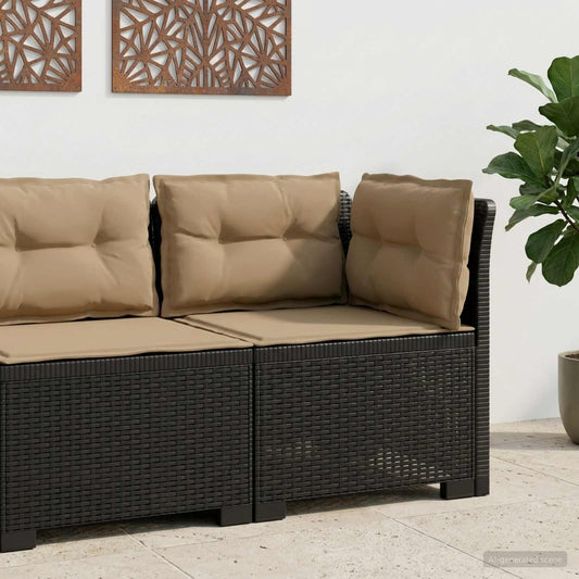 1-Sitzer Garten-Sofa mit Kissen Rattan-Look PP Anthrazit