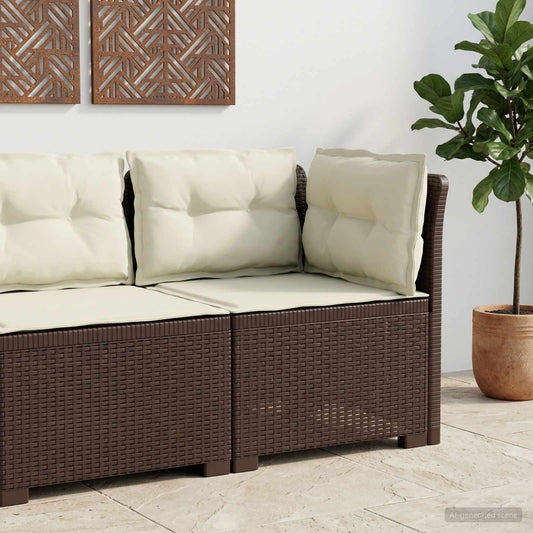 1-Sitzer Garten-Sofa mit Kissen Rattan-Look PP Braun