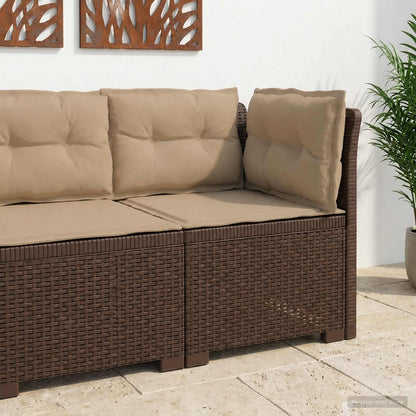 1-Sitzer Garten-Sofa mit Kissen Rattan-Look PP Braun