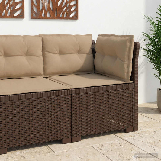 1-Sitzer Garten-Sofa mit Kissen Rattan-Look PP Braun