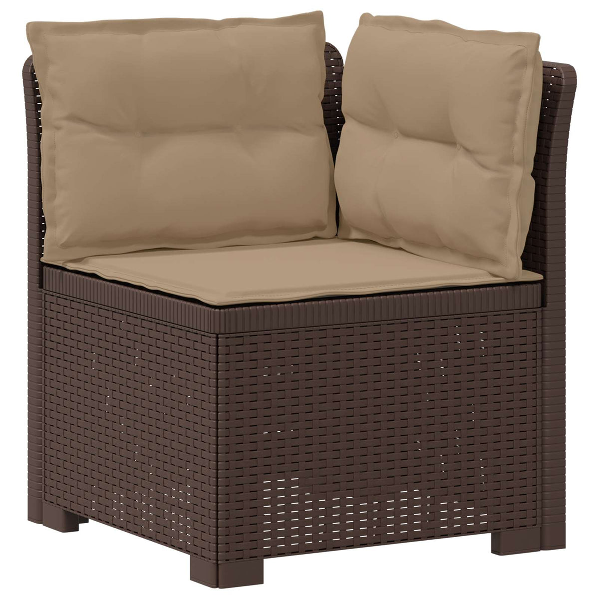 1-Sitzer Garten-Sofa mit Kissen Rattan-Look PP Braun