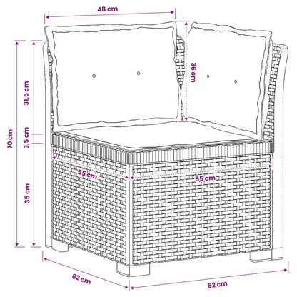1-Sitzer Garten-Sofa mit Kissen Rattan-Look PP Weiß