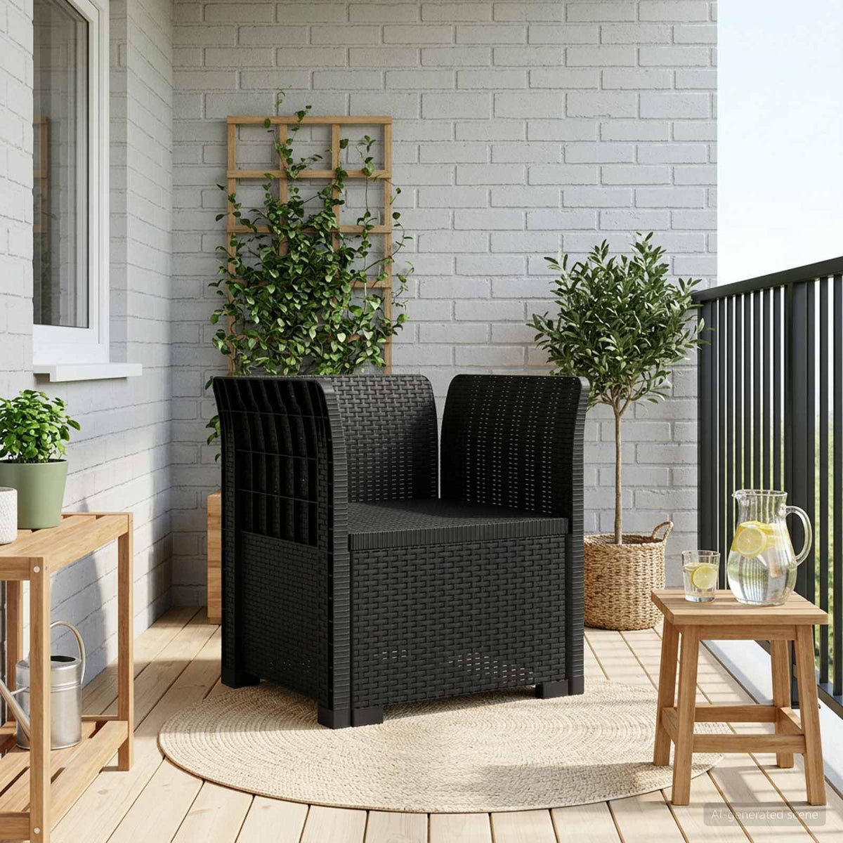 1-Sitzer Sessel Rattan-Look PP Anthrazit
