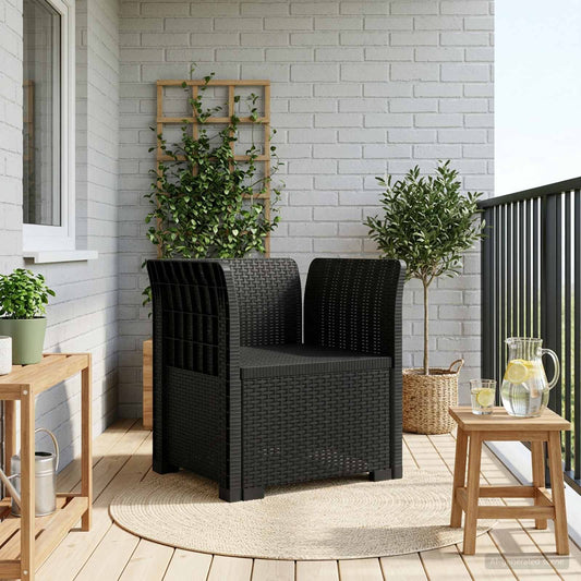 1-Sitzer Sessel Rattan-Look PP Anthrazit