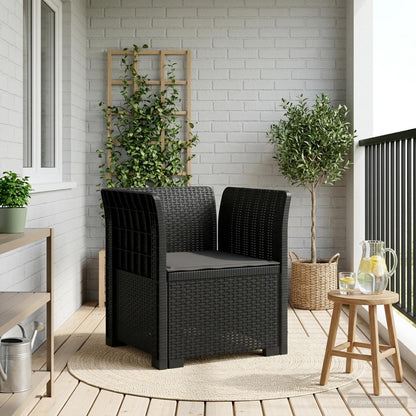 1-Sitzer Sessel mit Kissen Rattan-Look PP Anthrazit