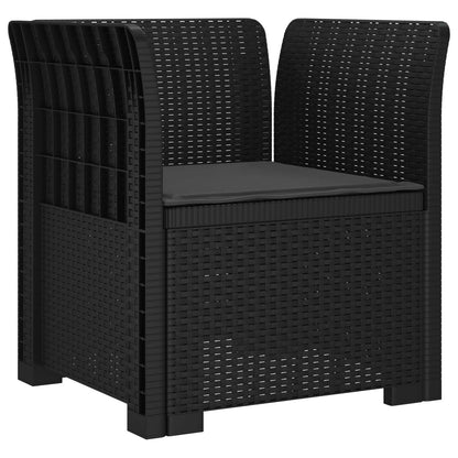 1-Sitzer Sessel mit Kissen Rattan-Look PP Anthrazit