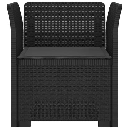 1-Sitzer Sessel mit Kissen Rattan-Look PP Anthrazit