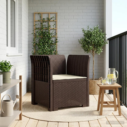 1-Sitzer Sessel mit Kissen Rattan-Look PP Braun