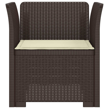 1-Sitzer Sessel mit Kissen Rattan-Look PP Braun