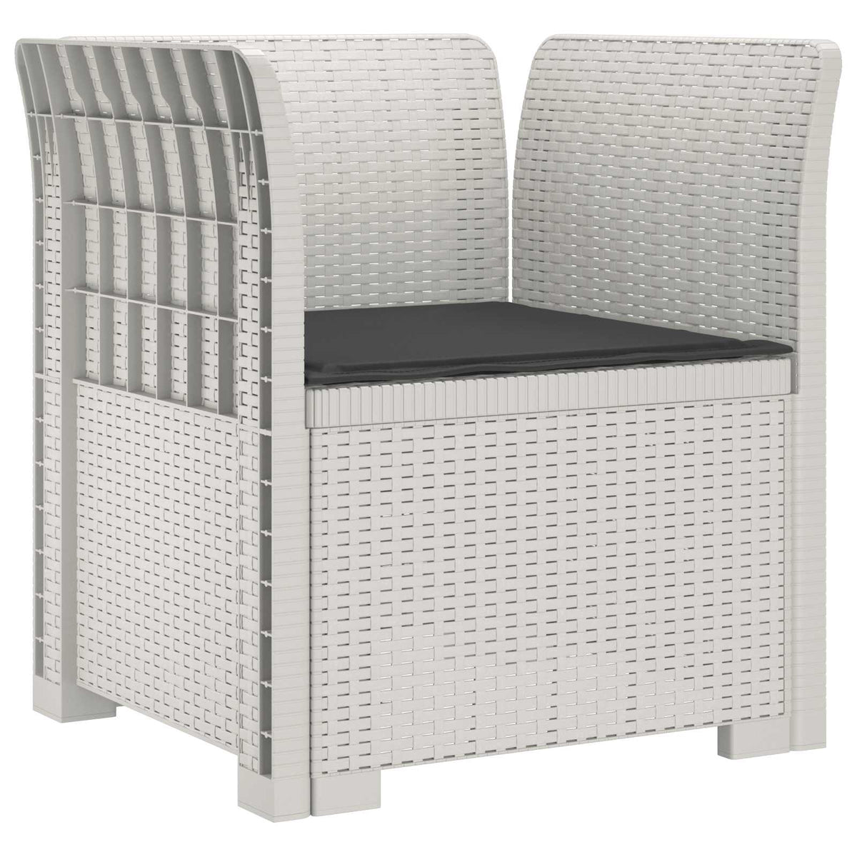 1-Sitzer Sessel mit Kissen Rattan-Look PP Weiß