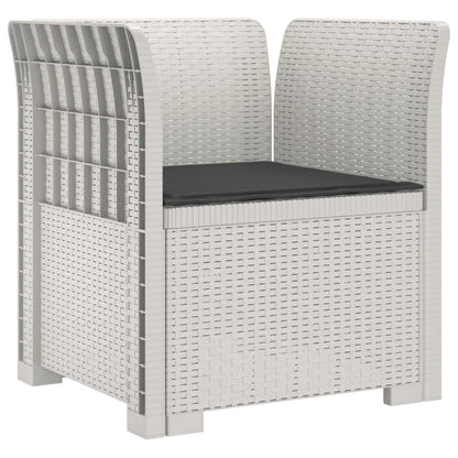 1-Sitzer Sessel mit Kissen Rattan-Look PP Weiß