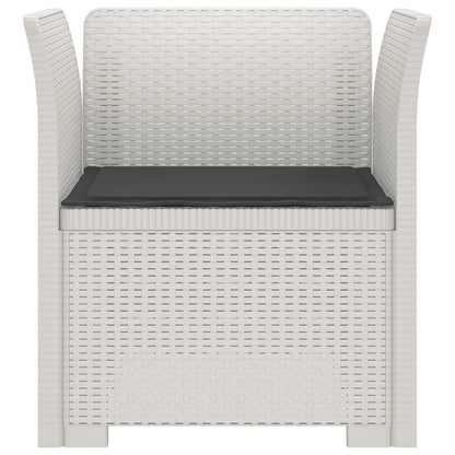 1-Sitzer Sessel mit Kissen Rattan-Look PP Weiß