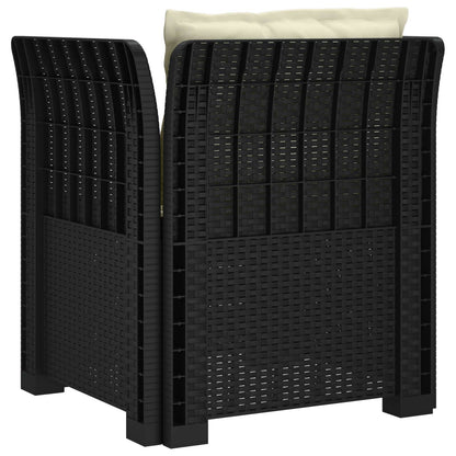 1-Sitzer Sessel mit Kissen Rattan-Look PP Anthrazit