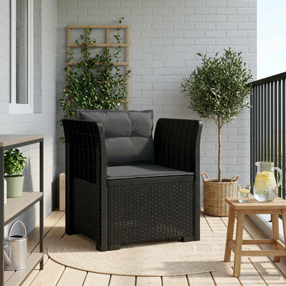 1-Sitzer Sessel mit Kissen Rattan-Look PP Anthrazit