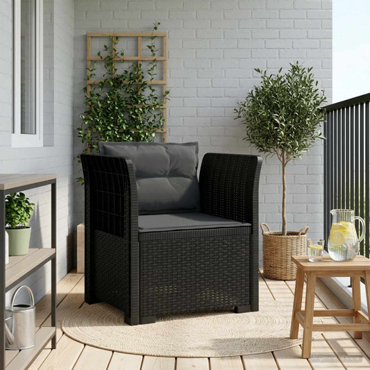 1-Sitzer Sessel mit Kissen Rattan-Look PP Anthrazit