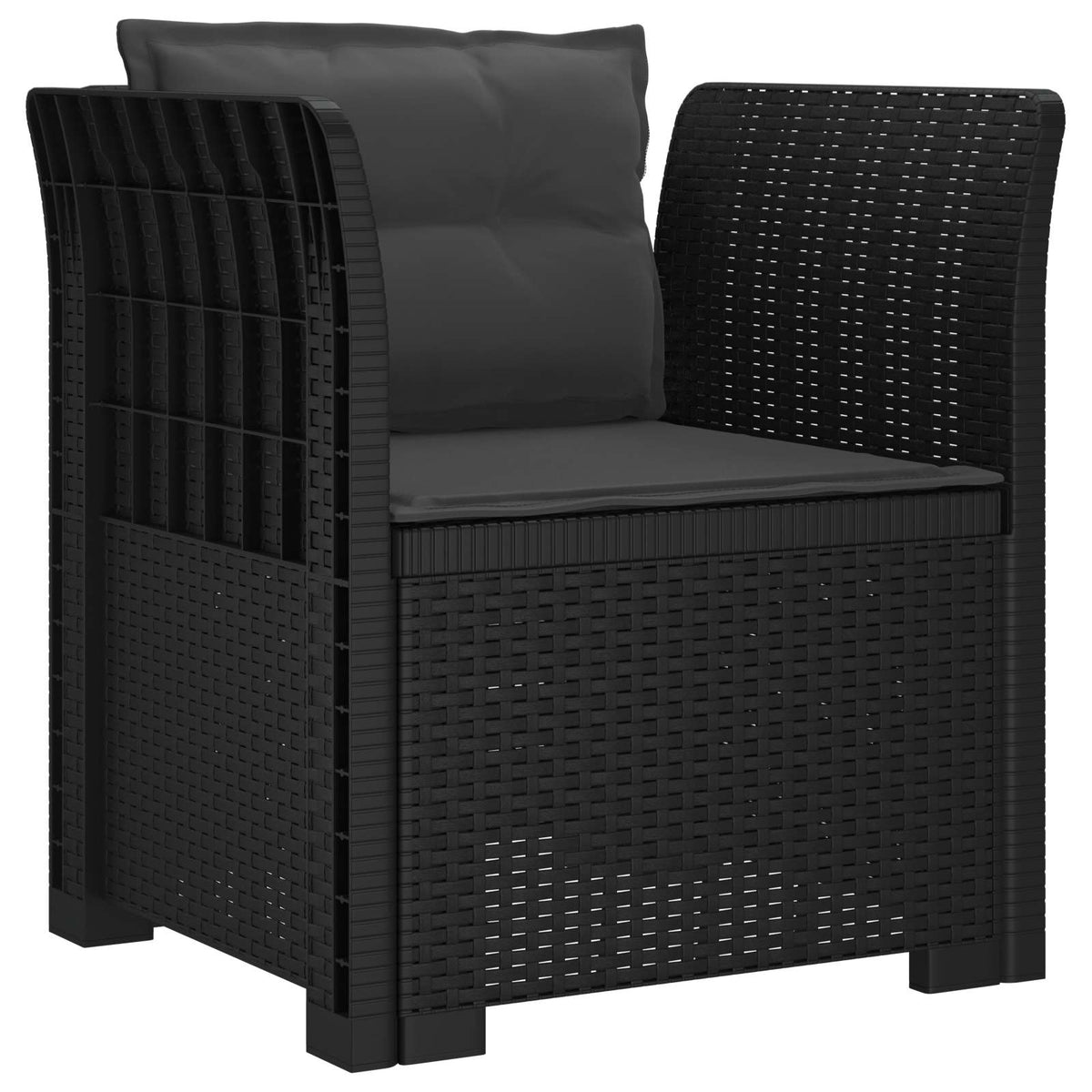 1-Sitzer Sessel mit Kissen Rattan-Look PP Anthrazit