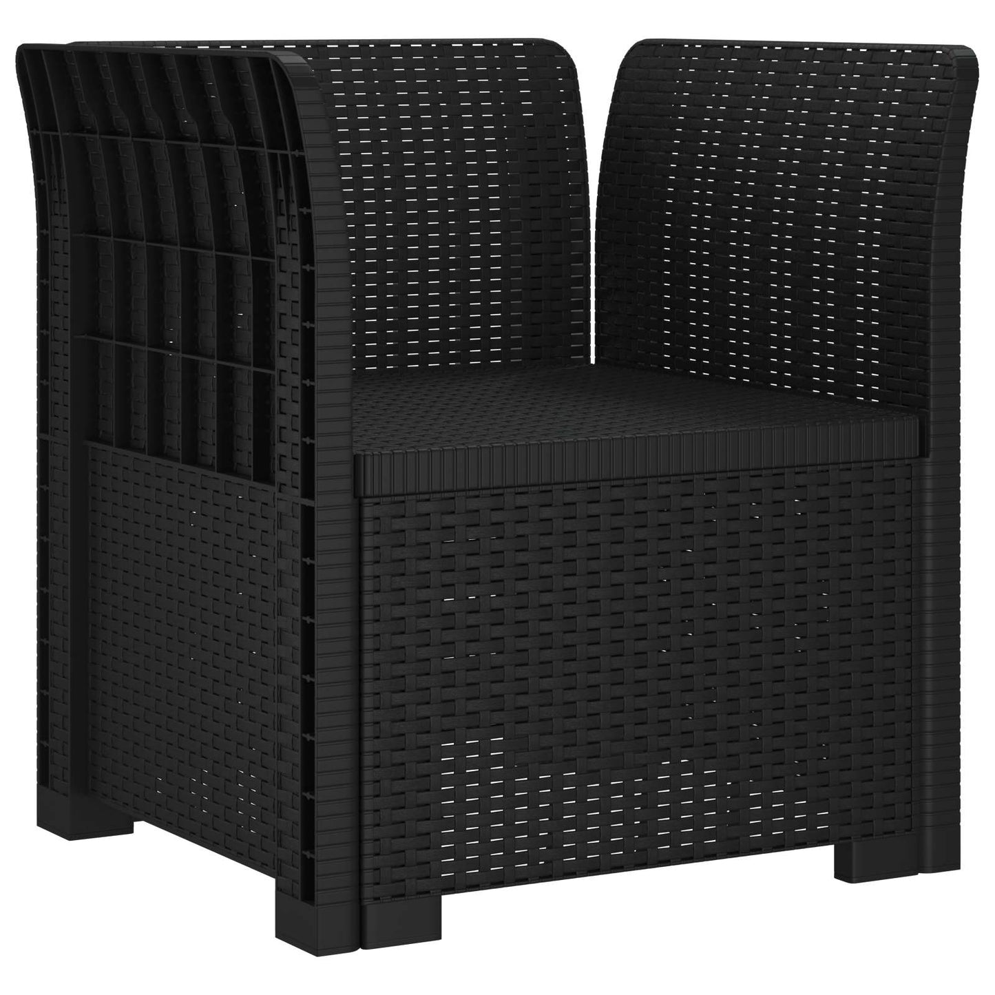 1-Sitzer Sessel mit Kissen Rattan-Look PP Anthrazit