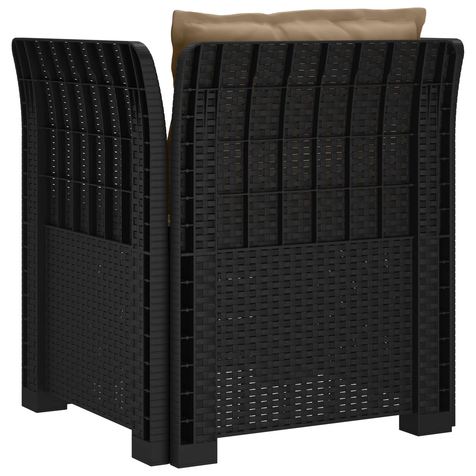1-Sitzer Sessel mit Kissen Rattan-Look PP Anthrazit
