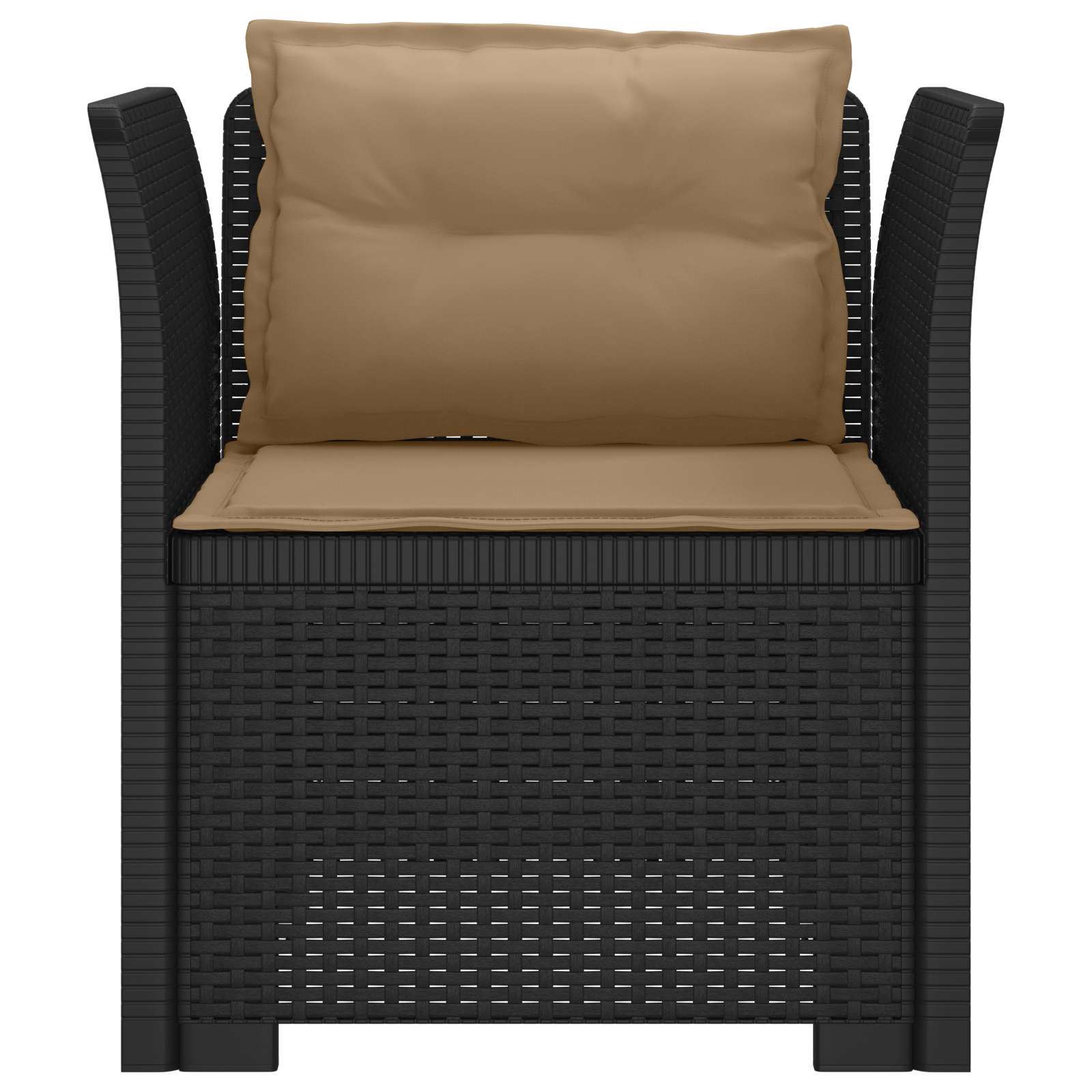 1-Sitzer Sessel mit Kissen Rattan-Look PP Anthrazit