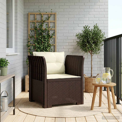 1-Sitzer Sessel mit Kissen Rattan-Look PP Braun