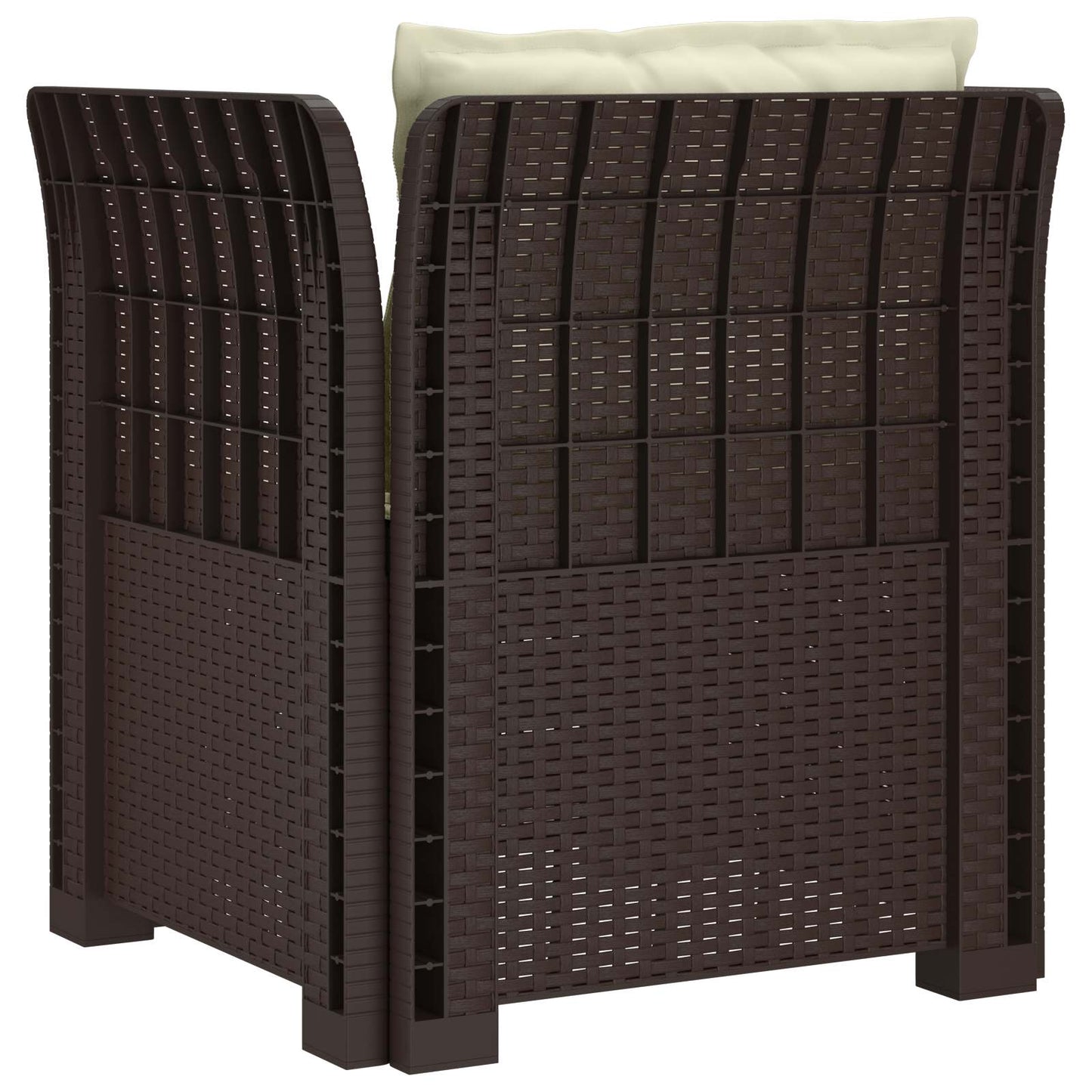 1-Sitzer Sessel mit Kissen Rattan-Look PP Braun